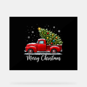 Weihnachten Fröhliche Weihnachten Rotes Lastwagen Acrylschild