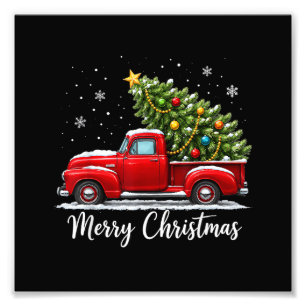 Weihnachten Fröhliche Weihnachten Rotes Lastwagen Fotodruck