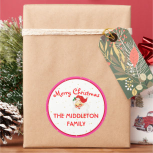 Weihnachten Fröhlicher Weihnachtsmann Rosa Spaß Fr Runder Aufkleber