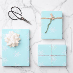Weihnachten Frost blauer Schneeflocken Geschenkpapier Set