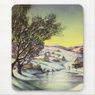 Weihnachten, Frozen See mit Eis Skater Mousepad