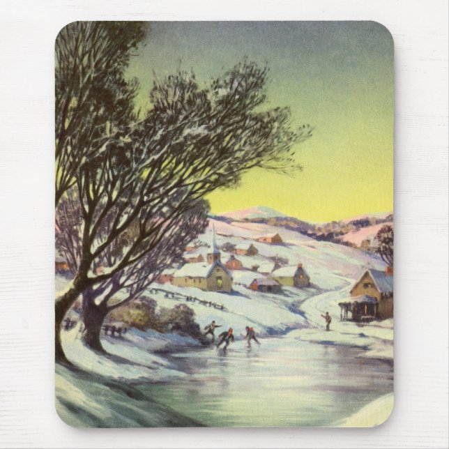 Weihnachten, Frozen See mit Eis Skater Mousepad (Vorne)