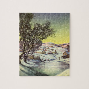 Weihnachten, Frozen See mit Eis Skater Puzzle