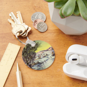 Weihnachten, Frozen See mit Eis Skater Schlüsselanhänger