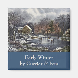 Weihnachten, Frühe Winter Skater auf Teich Magnet