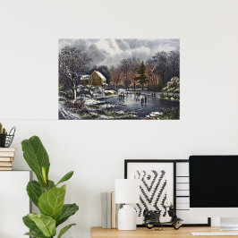 Weihnachten, Frühe Winter Skater auf Teich Poster