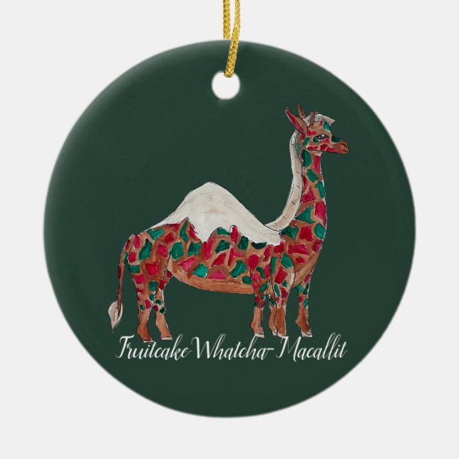 Weihnachten Fruitcake-Giraffe/Kamel Keramik Ornament (Vorne)