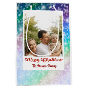 Weihnachten Fügen Sie Ihr Bild und Ihren Namen hin Mittlere Geschenktüte