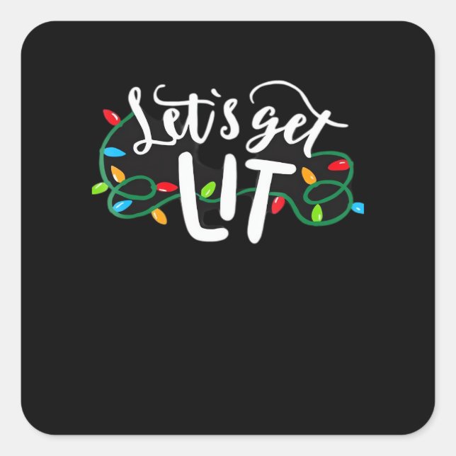 Weihnachten Funny Pajamas Let's Get Lit Christmas  Quadratischer Aufkleber (Vorderseite)