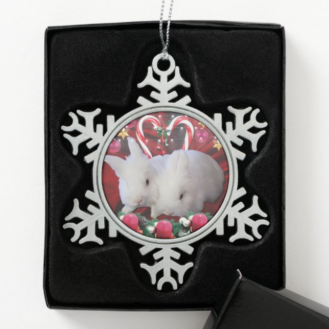 Weihnachten für Bunnies Schneeflocken Zinn-Ornament (Box)