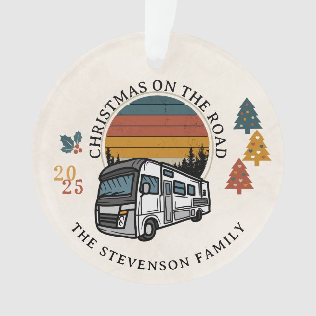 Weihnachten für die Familie auf der Straße RV Ornament (Vorderseite)