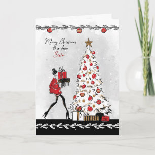 Weihnachten für eine moderne, stilvolle Schwester Karte