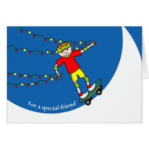 Weihnachten für Freunde, Skateboarder mit Lichtern