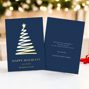 Weihnachten für Geschäftsleute Modern minimalblau  Folien Feiertagskarte