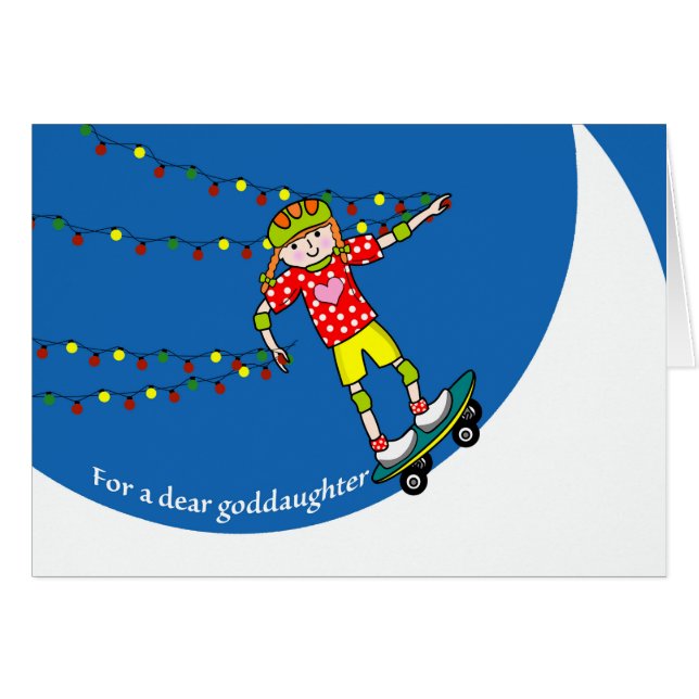 Weihnachten für Godtochter, Girl Skateboarding (Vorderseite (Horizontal))