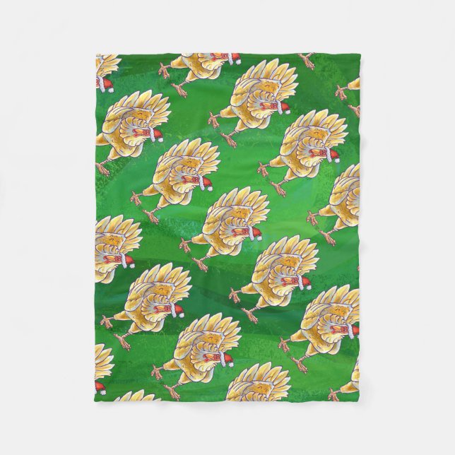 Weihnachten für Grüne Hühner Fleecedecke (Vorderseite)