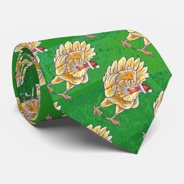 Weihnachten für Grüne Hühner Krawatte (Gerollt)