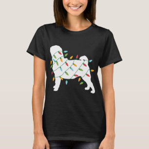 Weihnachten für Hund Lover Weihnachtslicht Mops T-Shirt