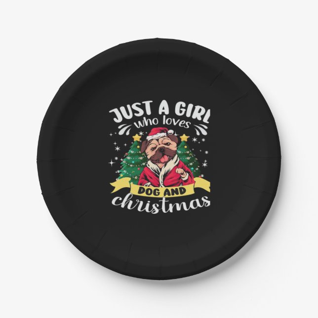 Weihnachten für Hunde - Nur ein Mädchen, das Liebe Pappteller (Vorderseite)