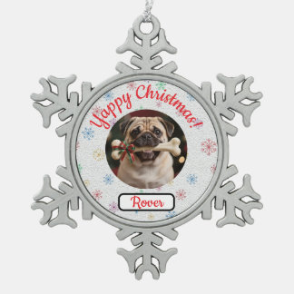 Weihnachten für Hunde- und Knochenliebhaber, anpas Schneeflocken Zinn-Ornament