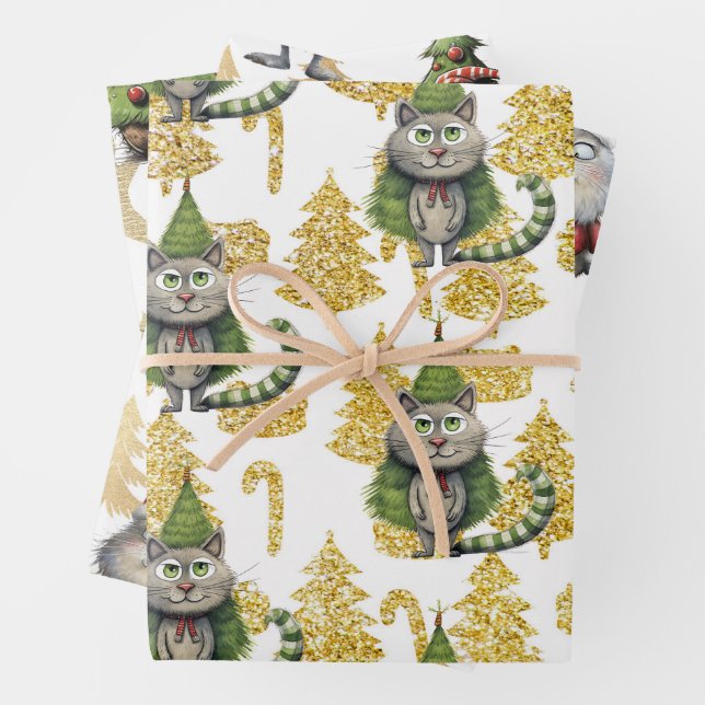 Weihnachten für Katzen Liebhaber Geschenkpapier Set (Beispiel)