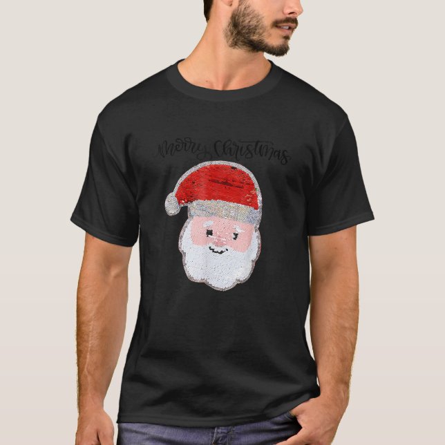 Weihnachten für Mädchen und Jungen Gedreht Sequin  T-Shirt (Vorderseite)