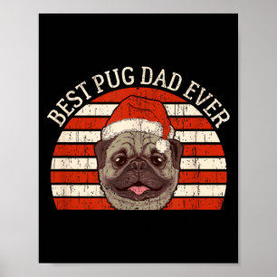 Weihnachten für Männer Retro Vintage Hund Pug Papa Poster