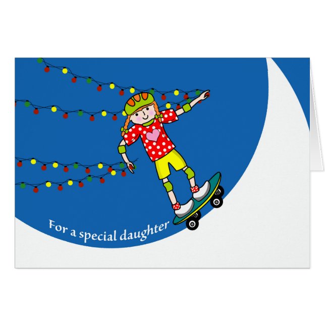 Weihnachten für Tochter, Skateboard und Lichter (Vorderseite (Horizontal))
