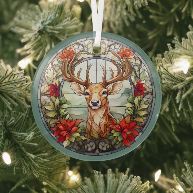 Weihnachten für Vater Hirsche Kopf Antler Red Blue Ornament Aus Glas (InSitu)