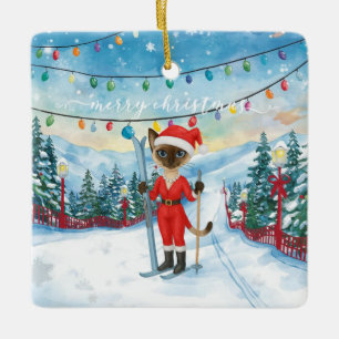 Weihnachten für Weihnachten Katze Liebhaber Schnee Keramikornament