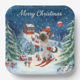 Weihnachten für Weihnachten Katze Liebhaber Schnee Pappteller