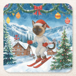 Weihnachten für Weihnachten Katze Liebhaber Schnee Rechteckiger Pappuntersetzer