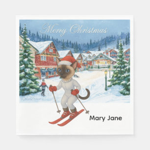 Weihnachten für Weihnachten Katze Liebhaber Schnee Serviette