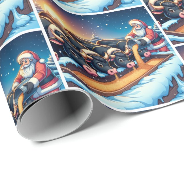 Weihnachten Fütternd seine Kühe Geschenkpapier (Rolleneckpunkt)