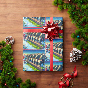 Weihnachten Fütternd seine Kühe Geschenkpapier