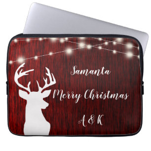 Weihnachten, Garland, Hirschkopf, personalisiert Laptopschutzhülle