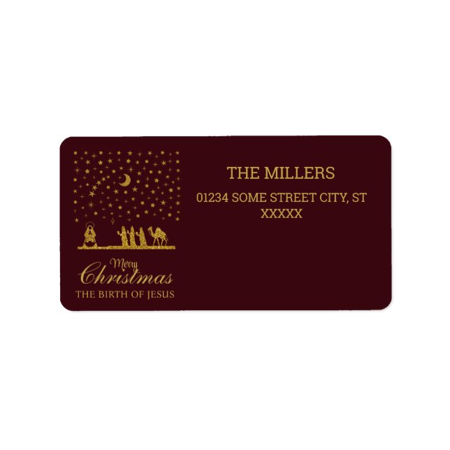 Weihnachten, Geburt Jesu, Drei Könige Adressaufkleber (Vorne)