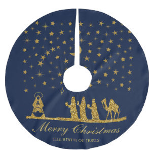 Weihnachten, Geburt Jesu, Drei Könige Polyester Weihnachtsbaumdecke