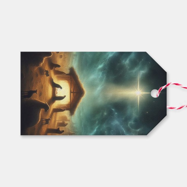 Weihnachten/Geburt/Jesus Geschenkanhänger (Vorderseite (Horizontal))