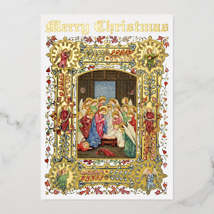 Weihnachten Geburt Krippe & Engel von A. Crispin Folien Feiertagskarte