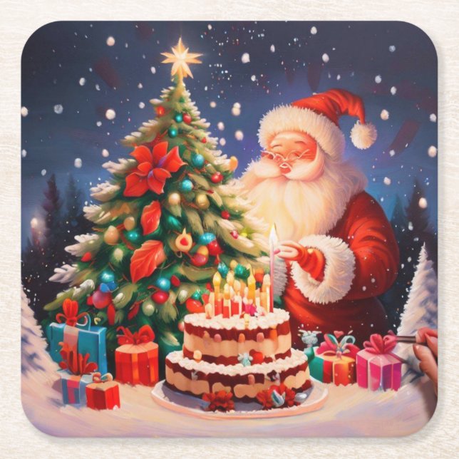 Weihnachten Geburtstag 10 Rechteckiger Pappuntersetzer (Vorderseite)