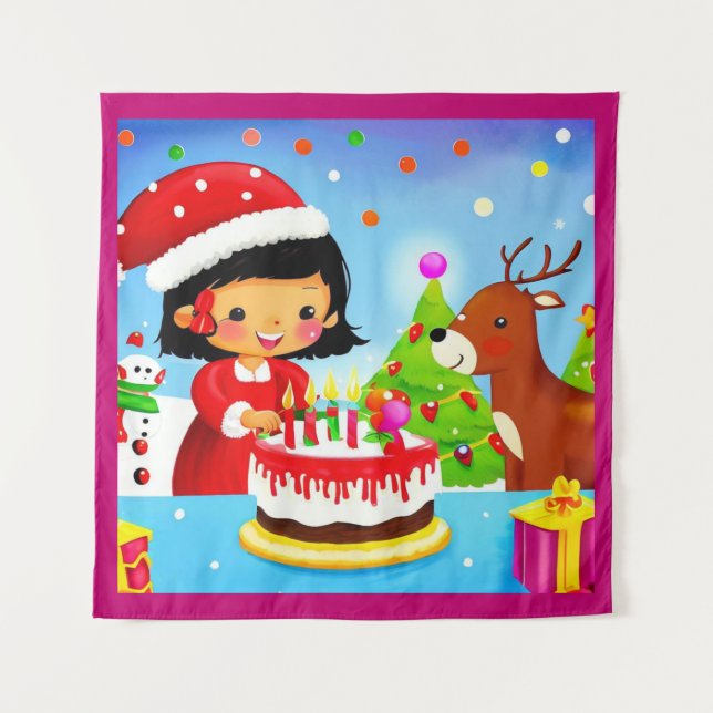 Weihnachten - Geburtstag 7 Wandteppich (Vorderseite)