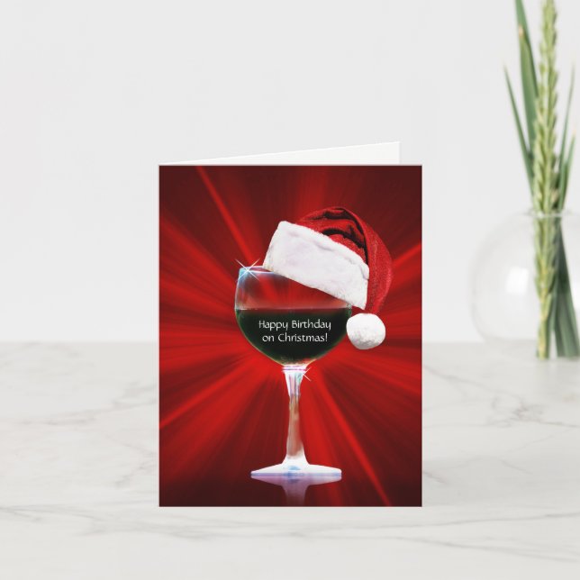 Weihnachten Geburtstag Funny Wine Thema Karte (Vorderseite)