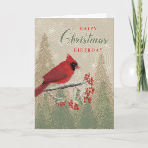 Weihnachten Geburtstag Kardinal Winter Bäume Berri Karte