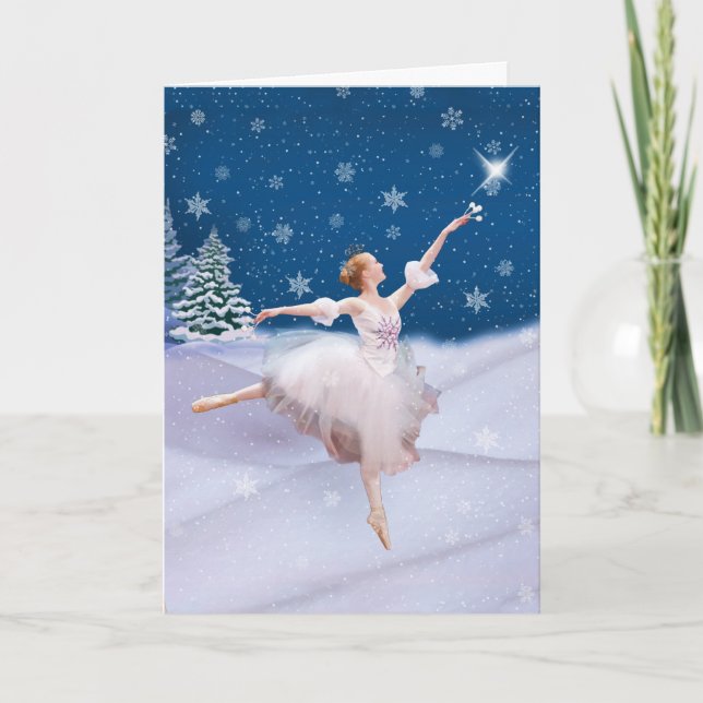 Weihnachten Geburtstag mit Ballerina in Schnee (Vorderseite)