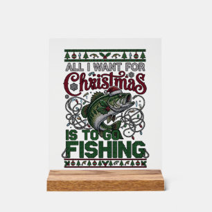 Weihnachten Geh Angeln Fisch Weihnachtsmann Hut Li Acrylschild