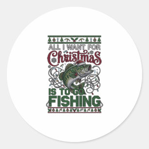 Weihnachten Geh Angeln Fisch Weihnachtsmann Hut Li Runder Aufkleber