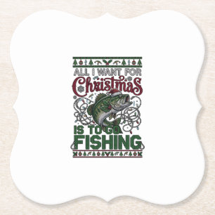Weihnachten Geh Angeln Fisch Weihnachtsmann Hut Li Untersetzer