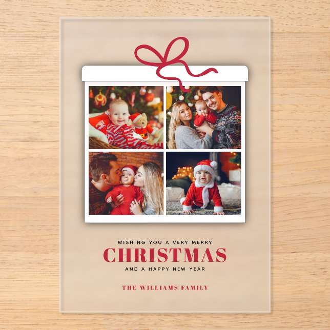Weihnachten Geschenk 4 FotoCollage Acryleinladungen (Vorderseite)