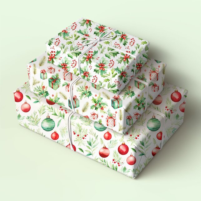 Weihnachten, Geschenke und Ornamente Geschenkpapier Set (Von Creator hochgeladen)